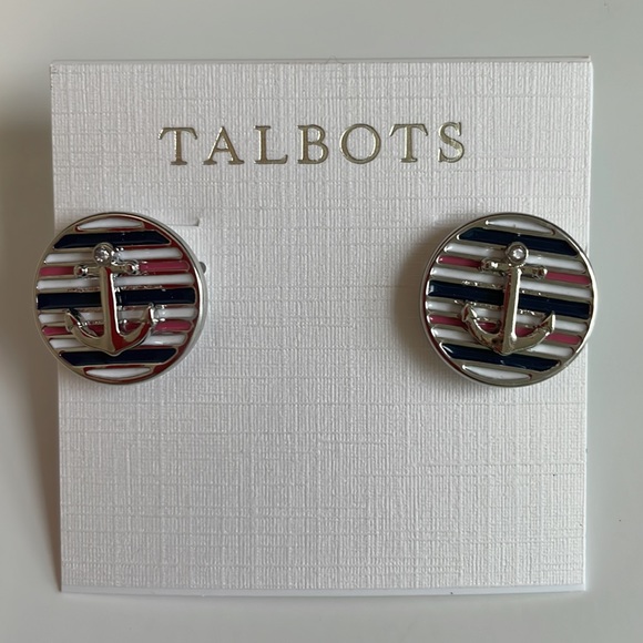 Talbots Nautical Design Anchors Away Red/White/Blue Stud Earrings - Picture 2 of 6